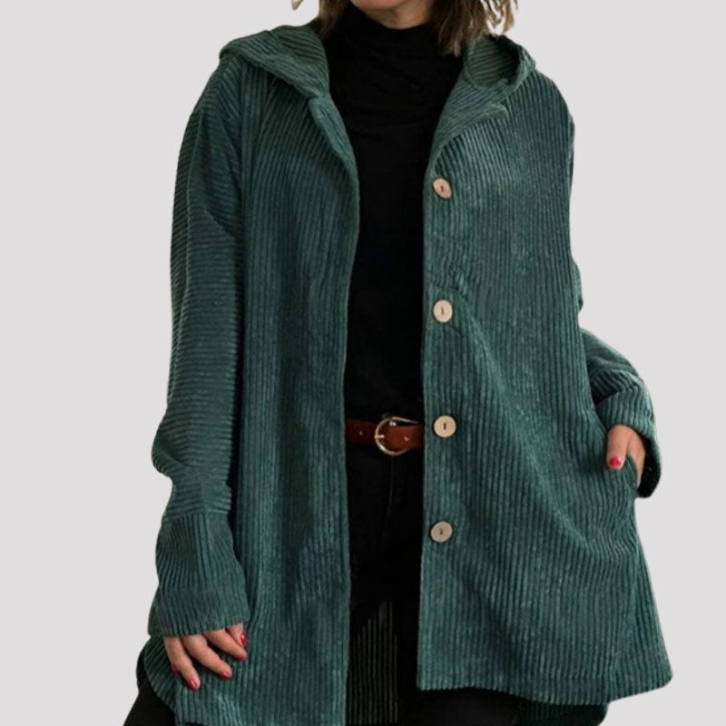 Desirie | Buttoned Hooded Coat