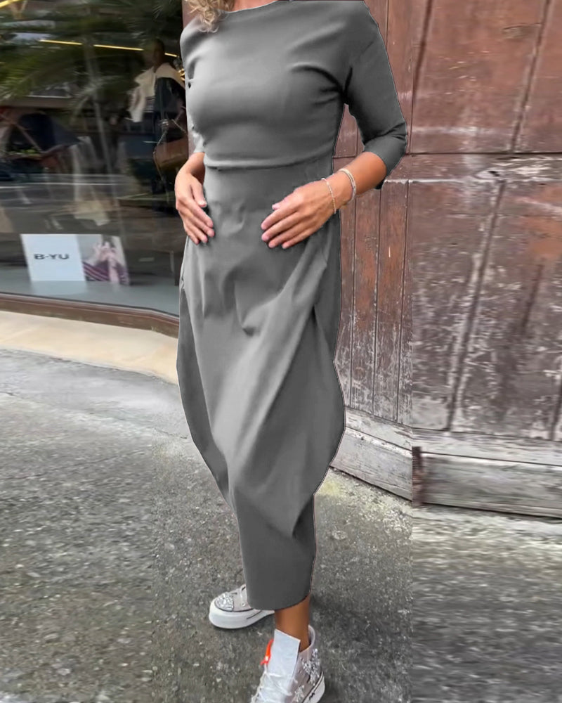 Danica | Elegant 3/4 Sleeves Midi Dress