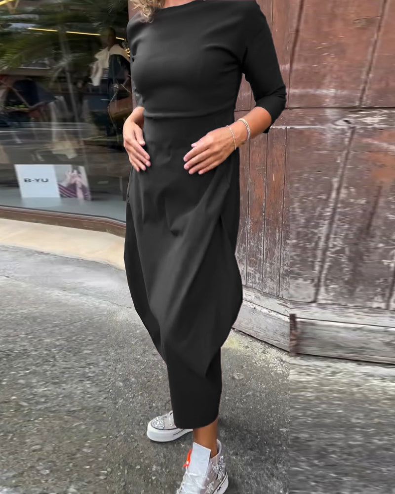Danica | Elegant 3/4 Sleeves Midi Dress