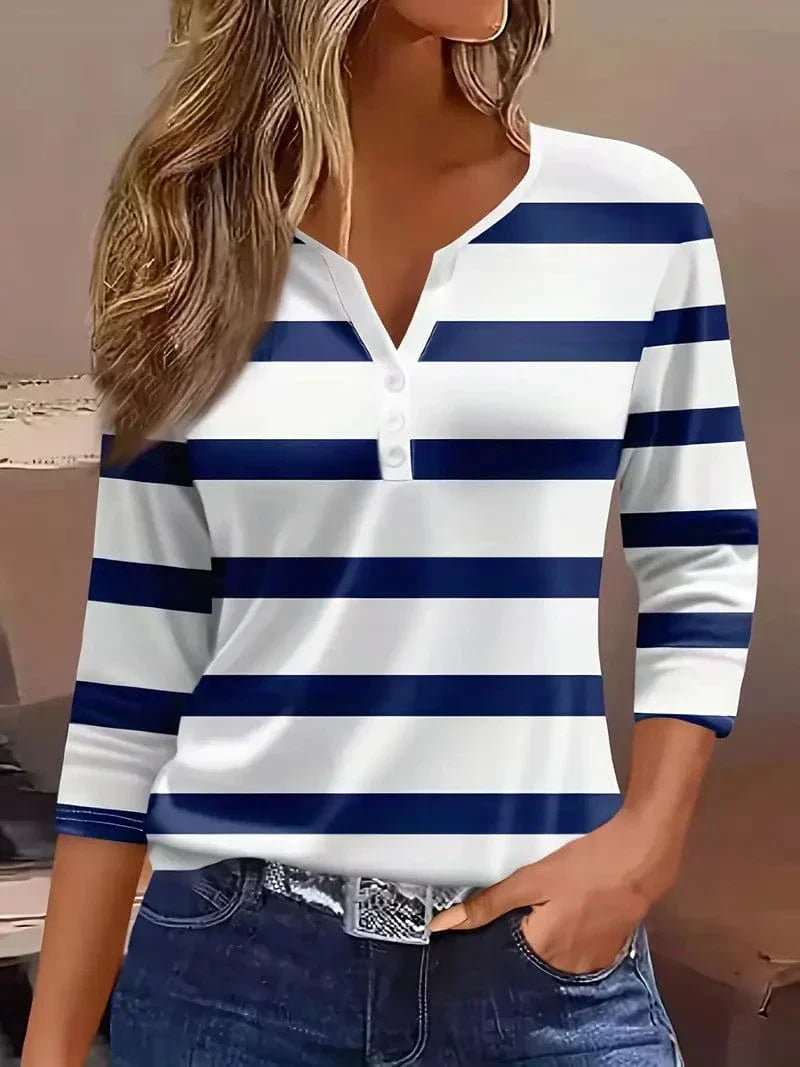 MAE | STRIPED V-NECK TOP