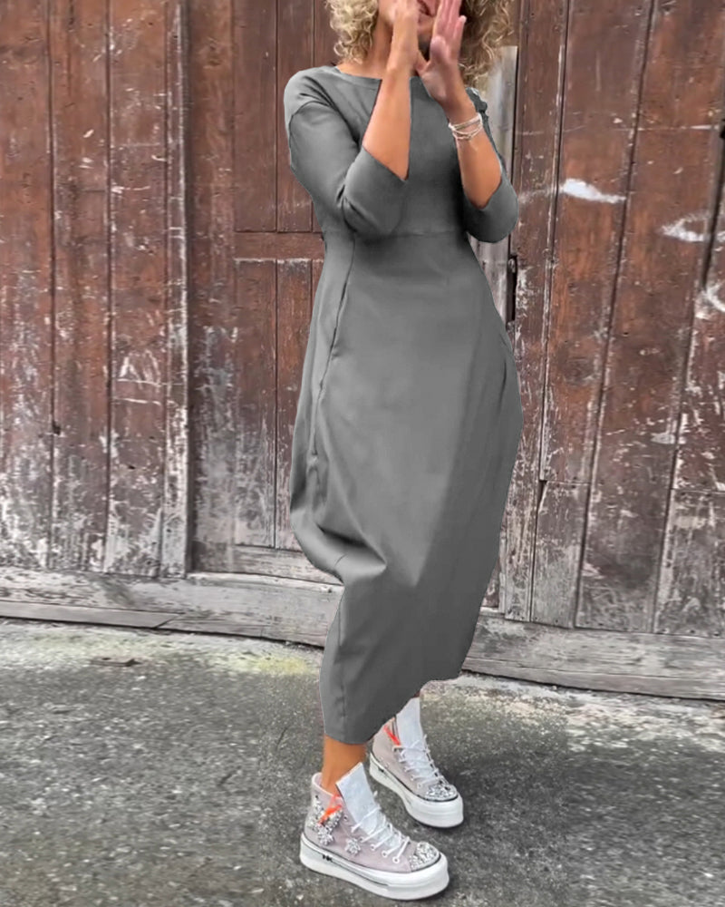 Danica | Elegant 3/4 Sleeves Midi Dress