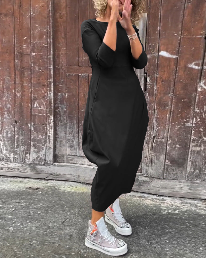 Danica | Elegant 3/4 Sleeves Midi Dress