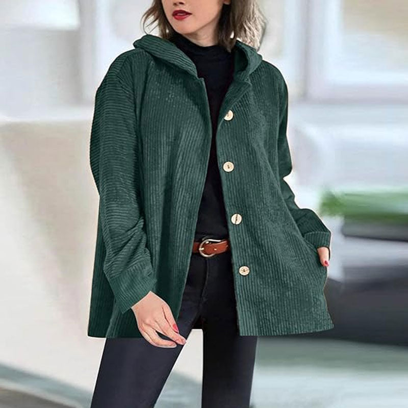 Desirie | Buttoned Hooded Coat
