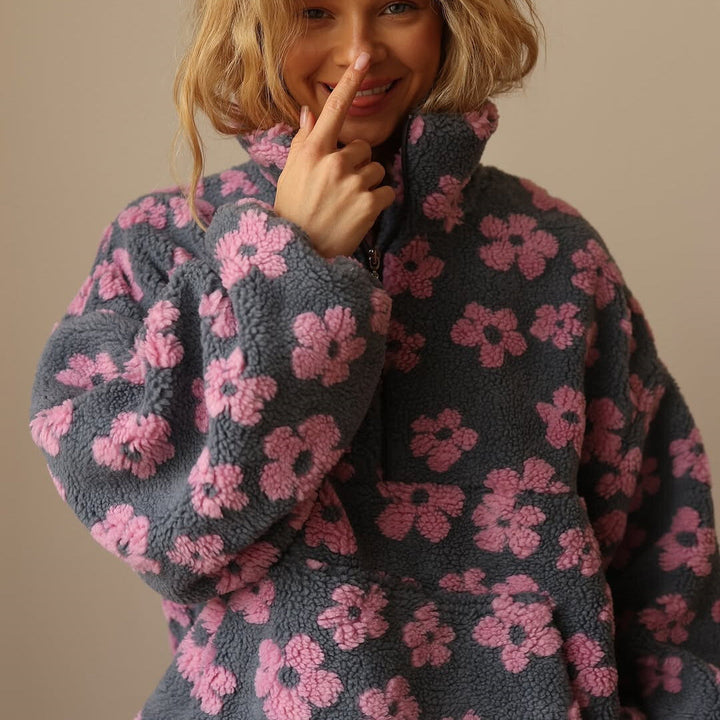 Desiree | Floral Quarter-Zip Pullover