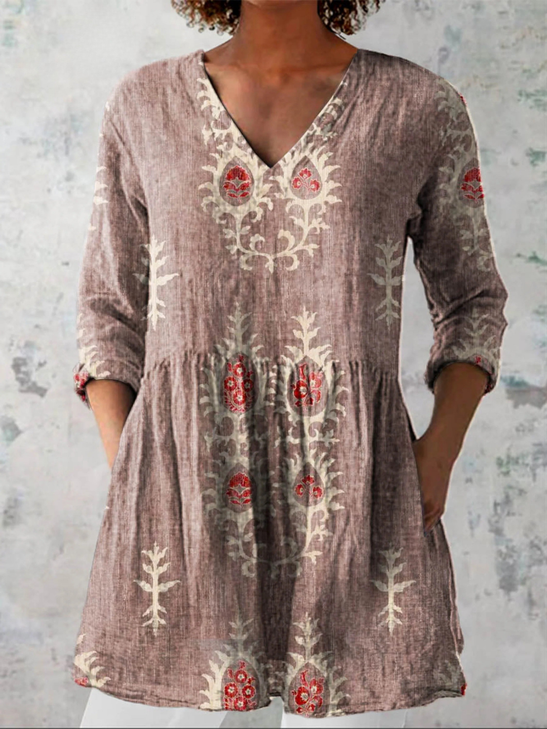Maeve | Long V-Neck Shirt