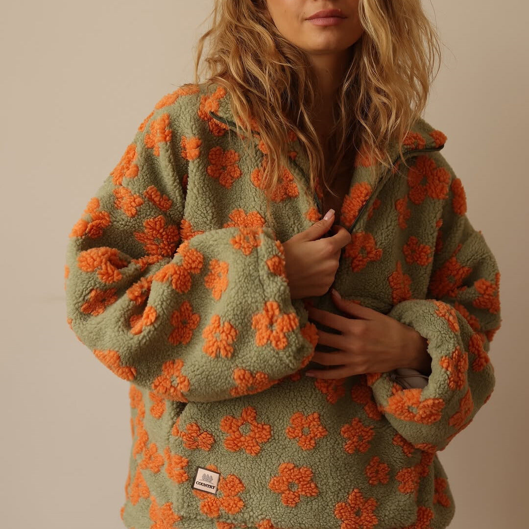 Desiree | Floral Quarter-Zip Pullover