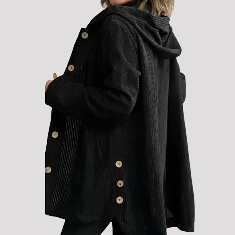 Desirie | Buttoned Hooded Coat