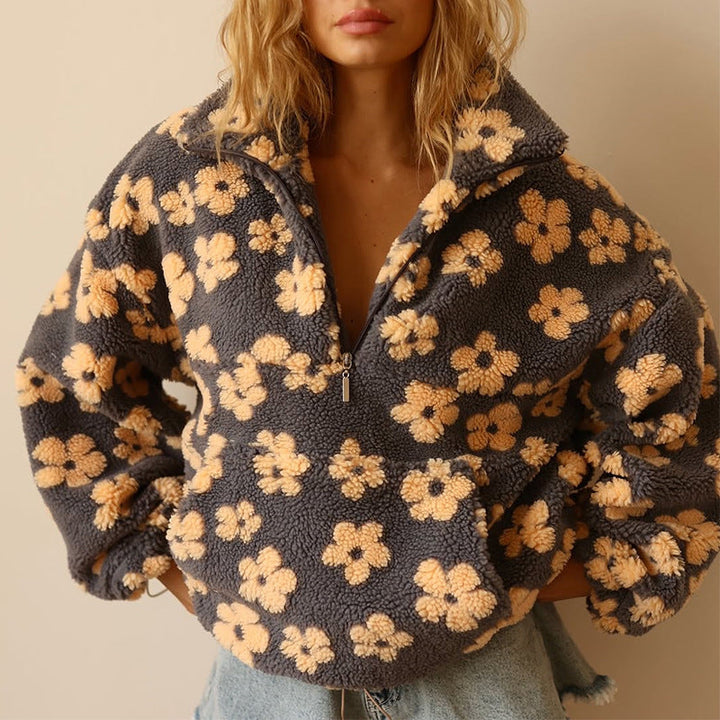 Desiree | Floral Quarter-Zip Pullover