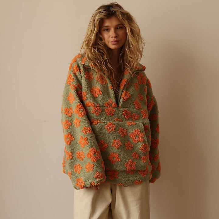 Desiree | Floral Quarter-Zip Pullover