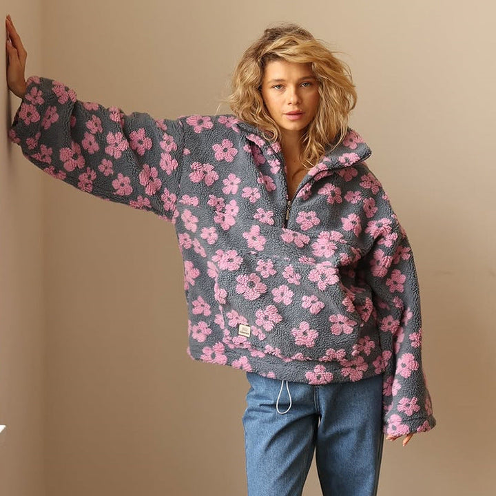 Desiree | Floral Quarter-Zip Pullover