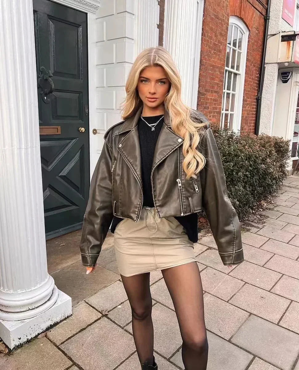 Daphne | Cropped Biker Jacket