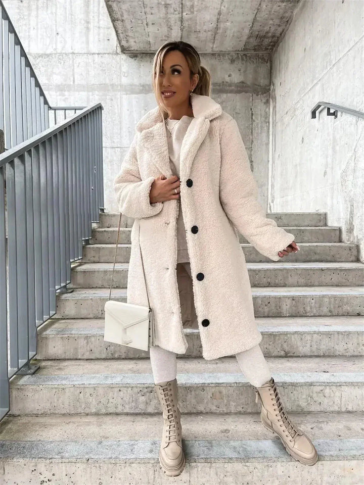 Brittany | Long Button-Up Teddy Coat