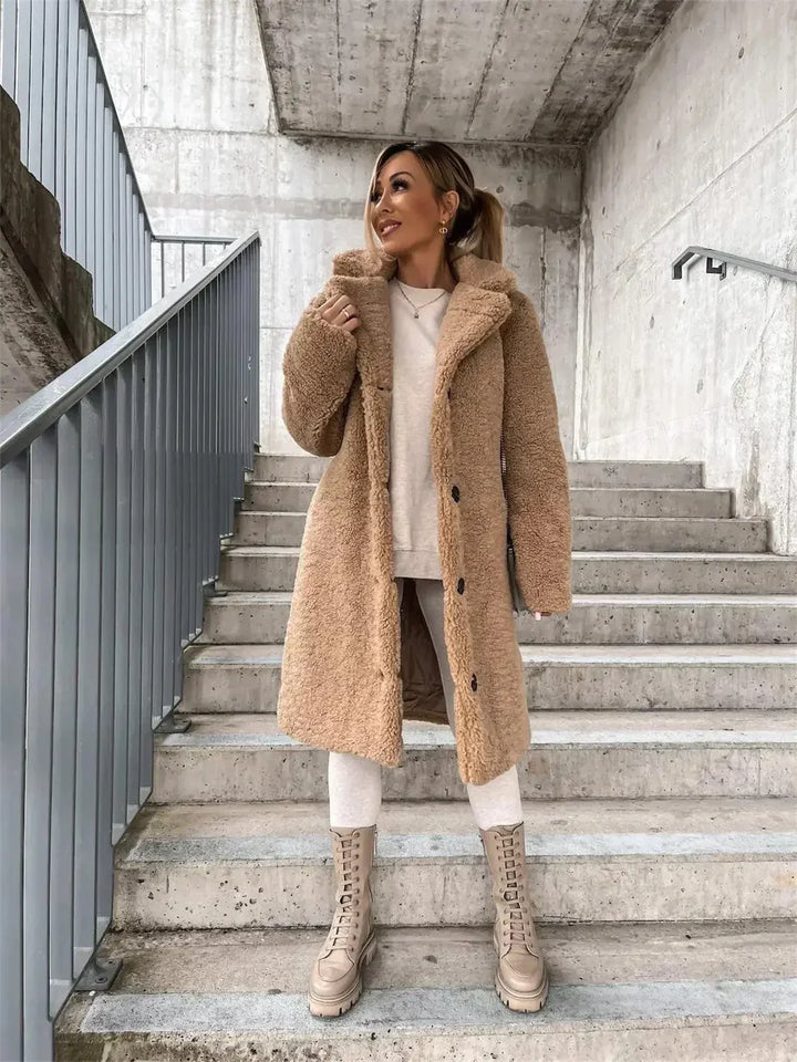 Brittany | Long Button-Up Teddy Coat