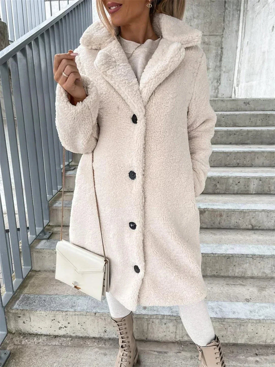 Brittany | Long Button-Up Teddy Coat