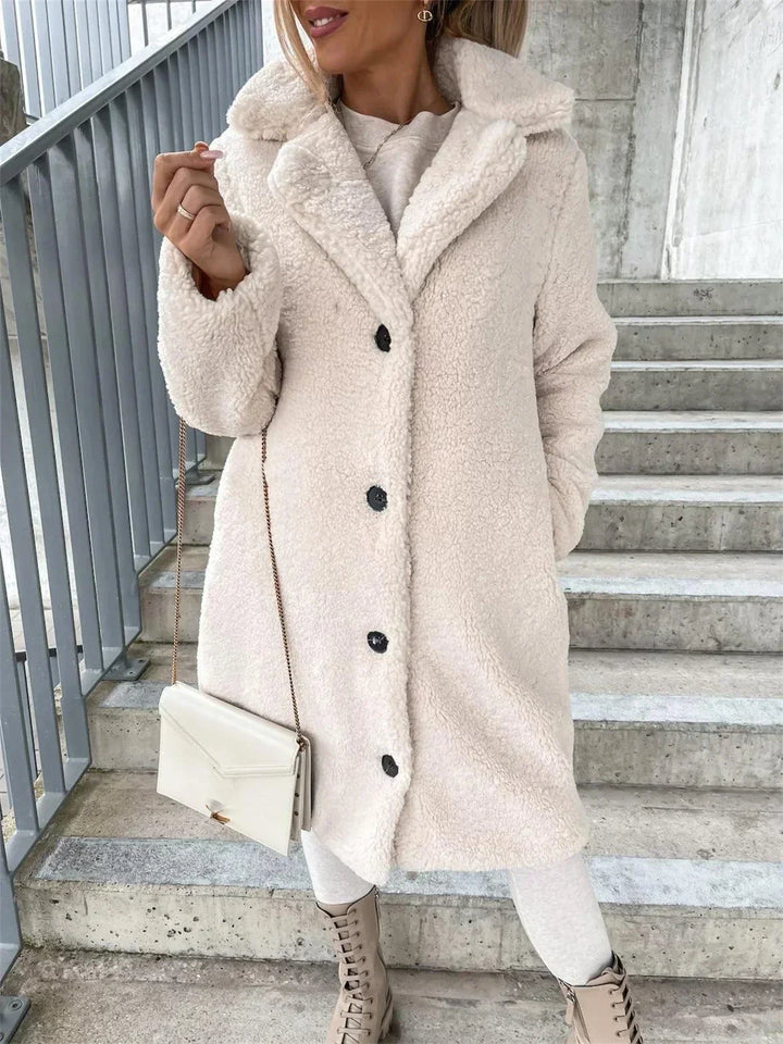 Brittany | Long Button-Up Teddy Coat