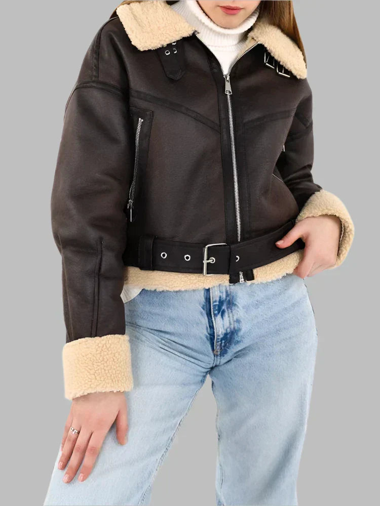 Camille | Shearling Aviator Jacket