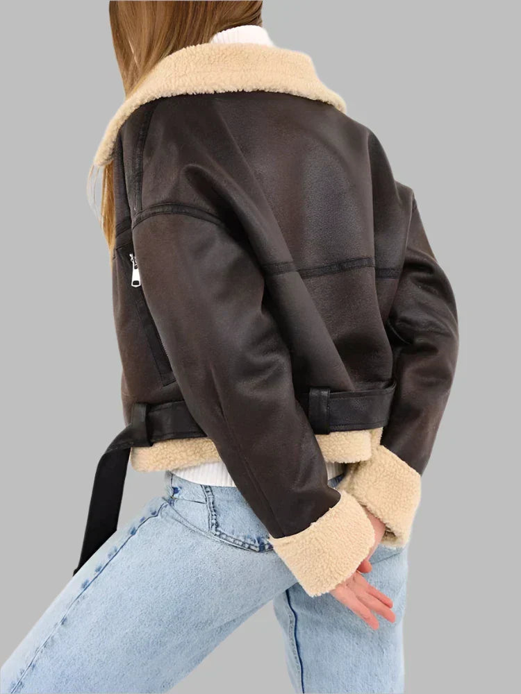 Camille | Shearling Aviator Jacket