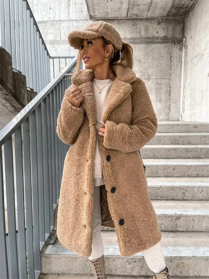 Brittany | Long Button-Up Teddy Coat