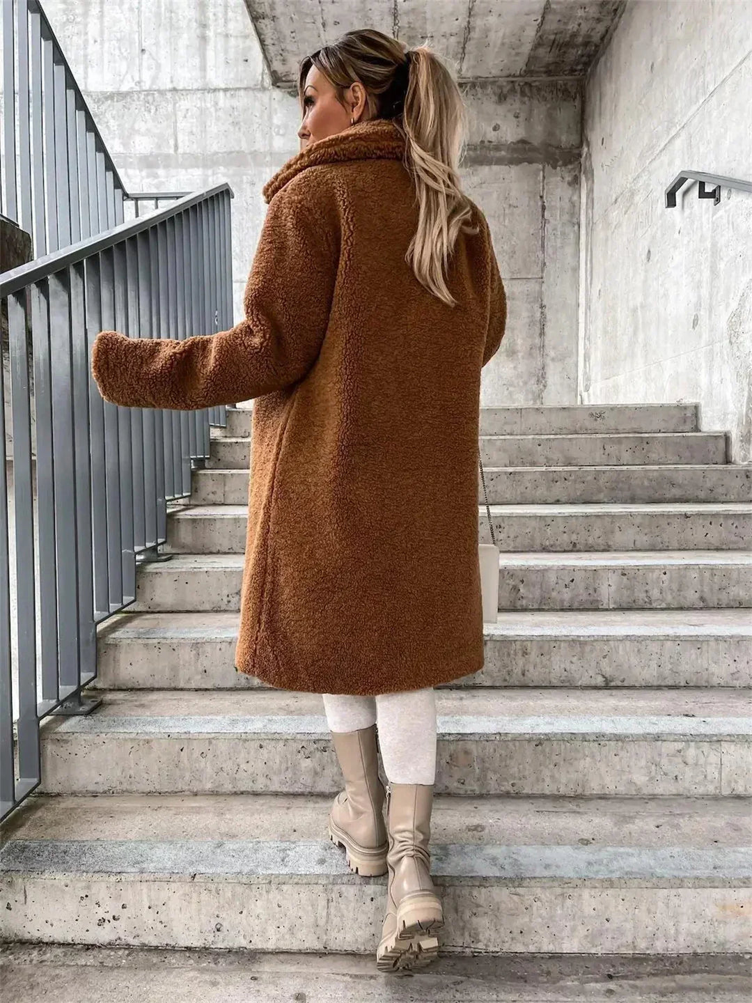 Brittany | Long Button-Up Teddy Coat