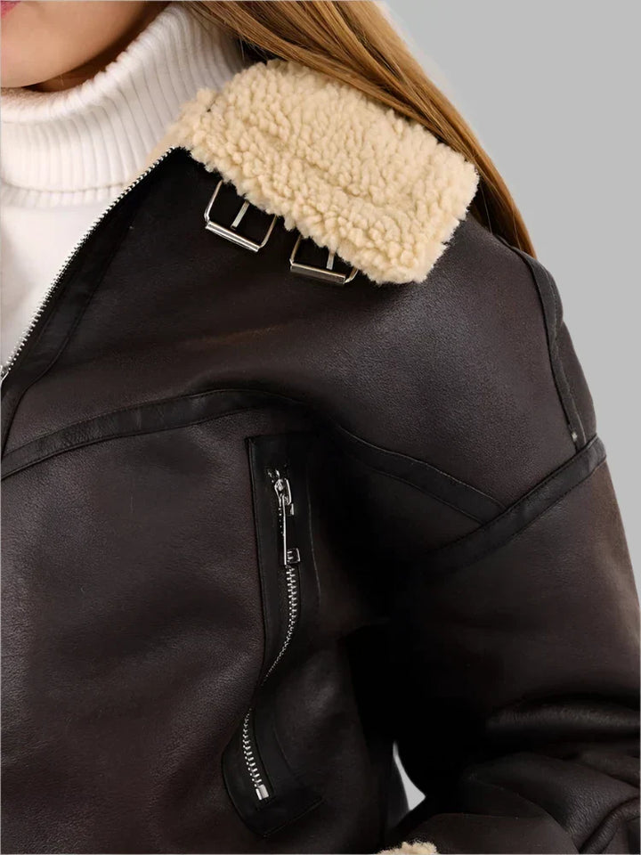Camille | Shearling Aviator Jacket