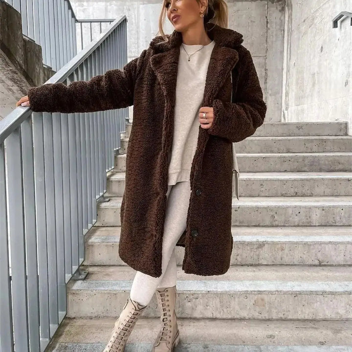 Brittany | Long Button-Up Teddy Coat