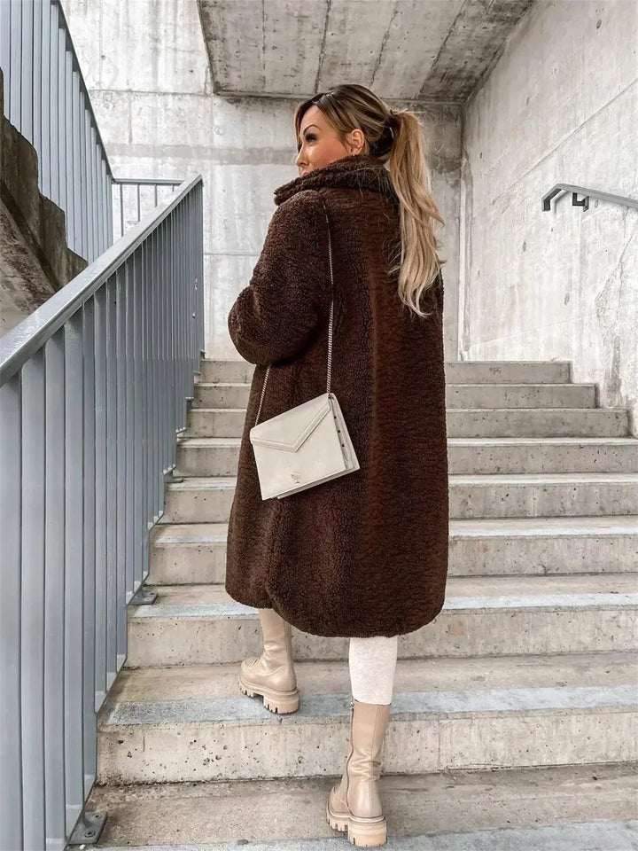 Brittany | Long Button-Up Teddy Coat