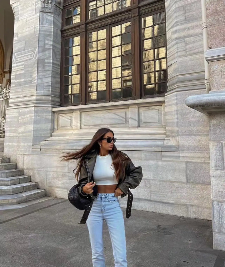 Daphne | Cropped Biker Jacket