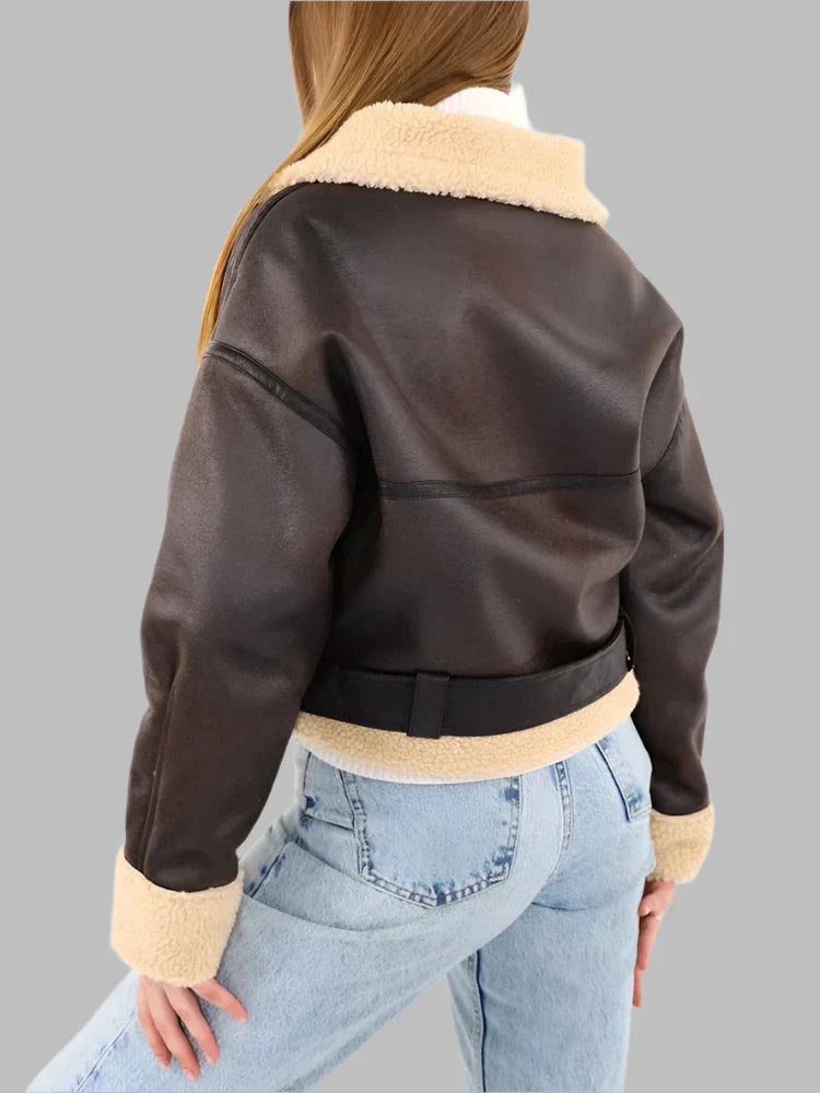 Camille | Shearling Aviator Jacket