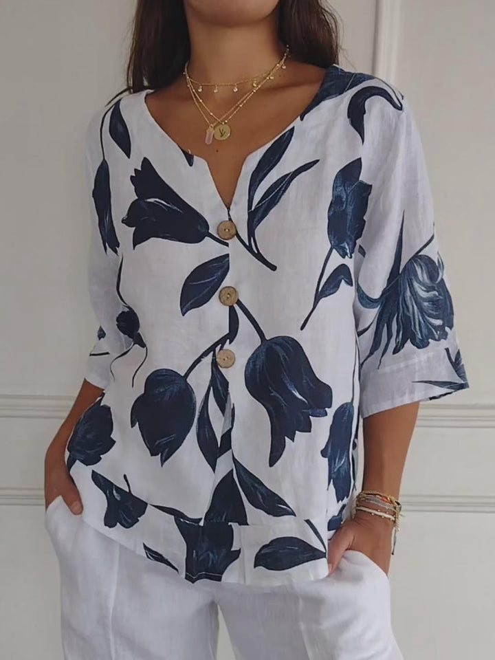 Samantha | Floral Button Blouse