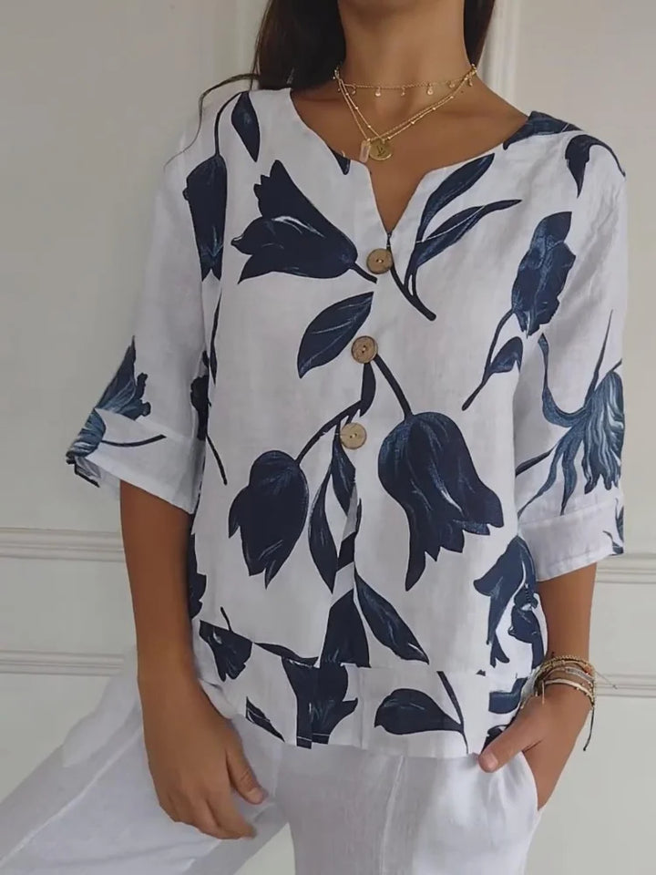 Samantha | Floral Button Blouse