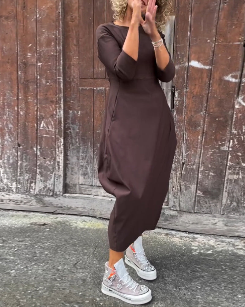 Danica | Elegant 3/4 Sleeves Midi Dress