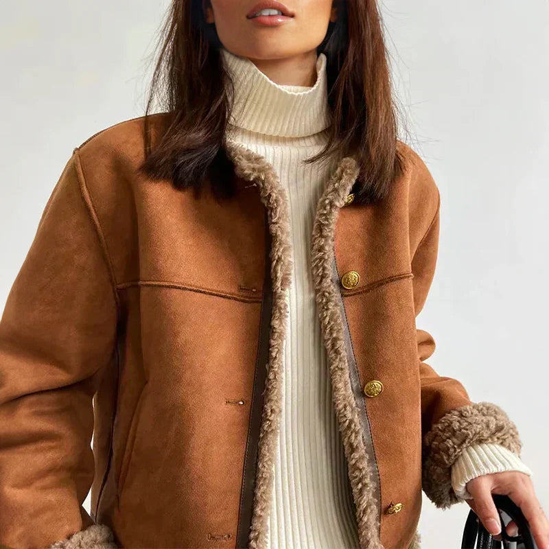 Aubrey | Cozy Shearling Button Jacket