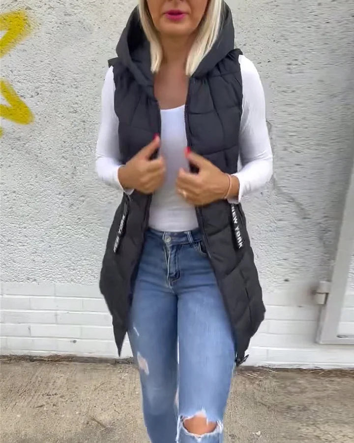 Rachel | Quilted Hooded Zip Vest