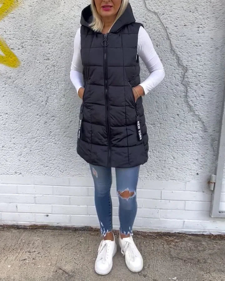 Rachel | Quilted Hooded Zip Vest