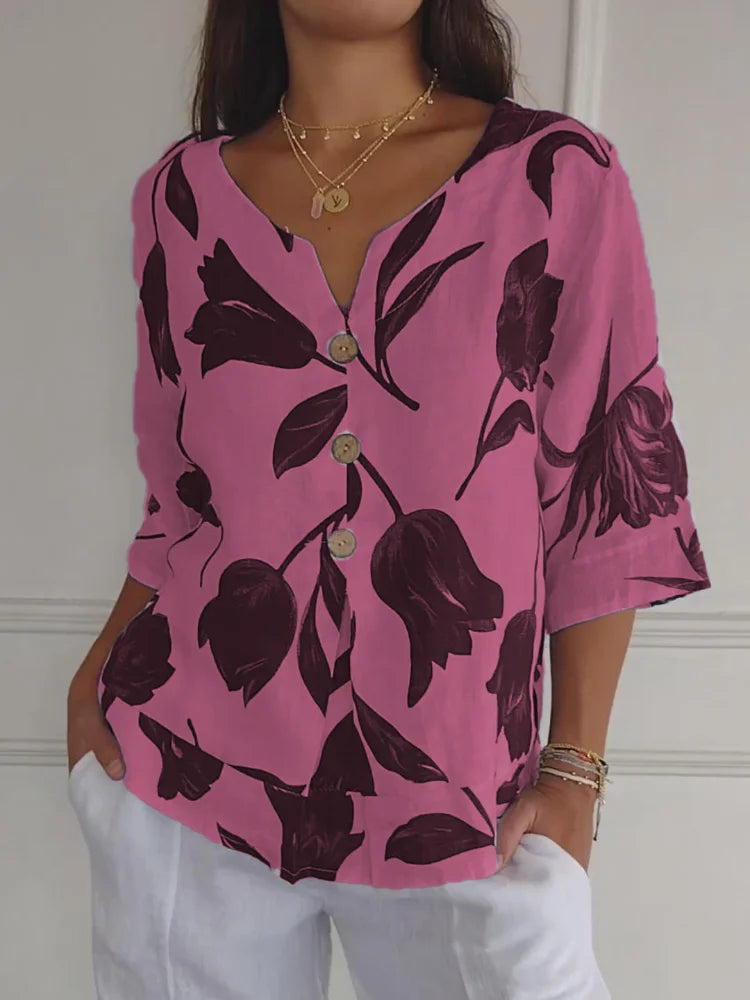 Samantha | Floral Button Blouse