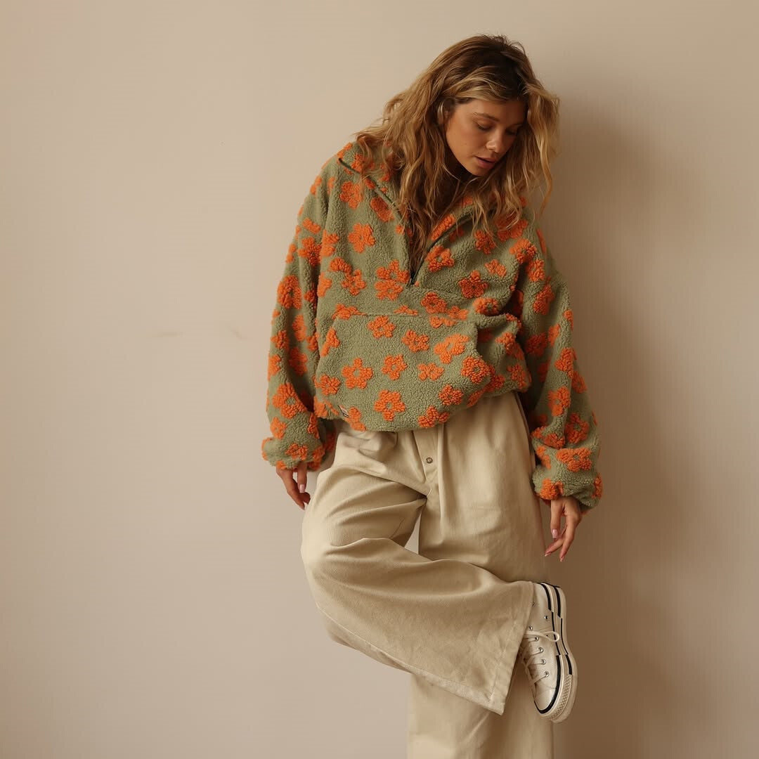 Desiree | Floral Quarter-Zip Pullover