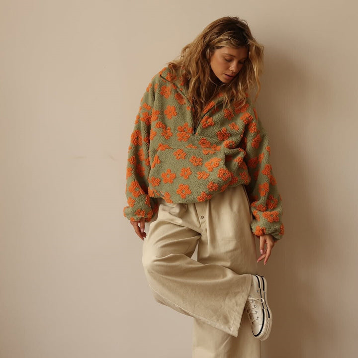 Desiree | Floral Quarter-Zip Pullover