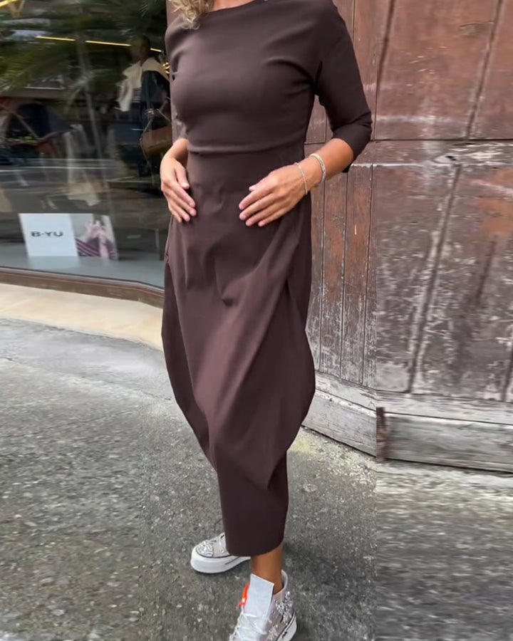 Danica | Elegant 3/4 Sleeves Midi Dress