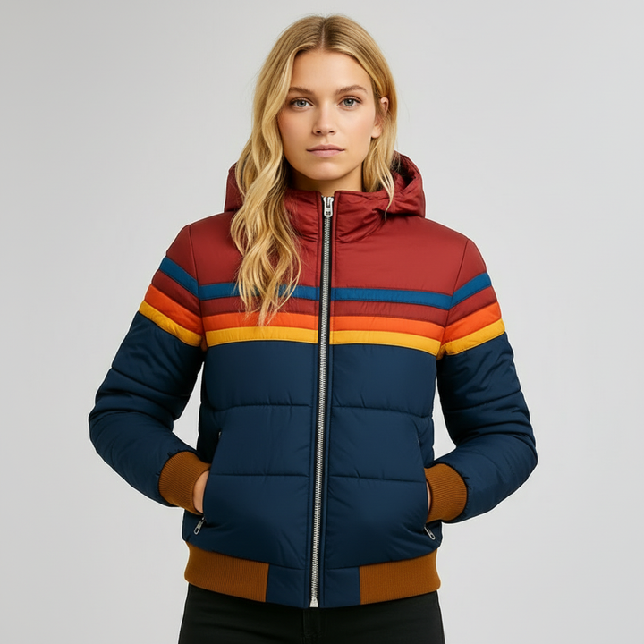 Kendra | Retro Striped Puffer Jacket